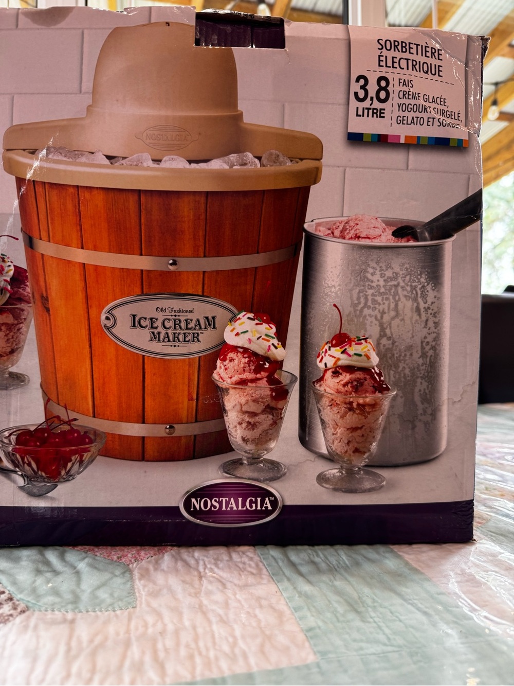 Nostalgia brand electric Ice Cream Maker - Wood & Tan